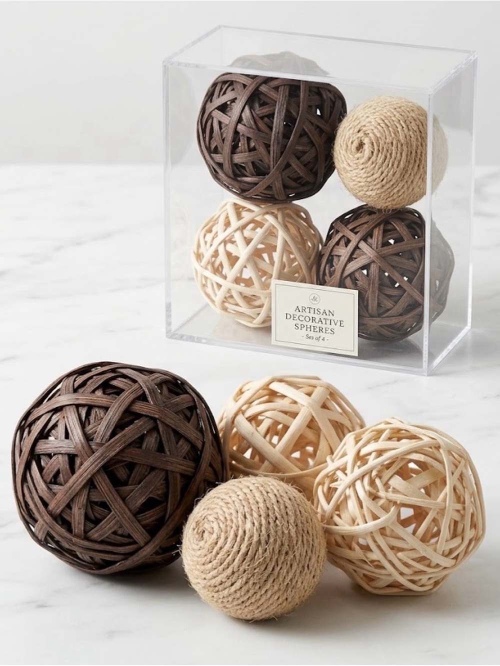 Unbranded Decorative Woven & Twine Decorative Orbs Set of 4 - Like New Condition